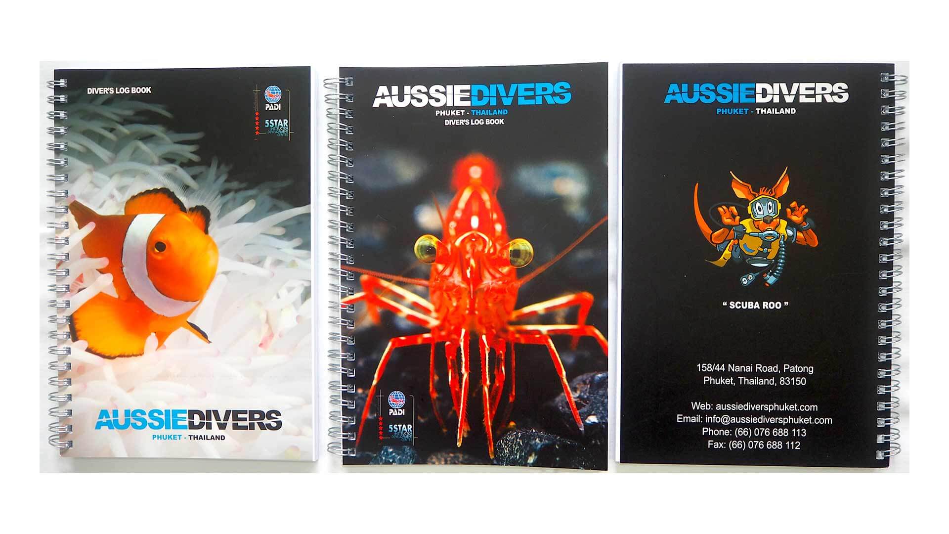 Aussie Divers Phuket Log Books – Only THB 250
